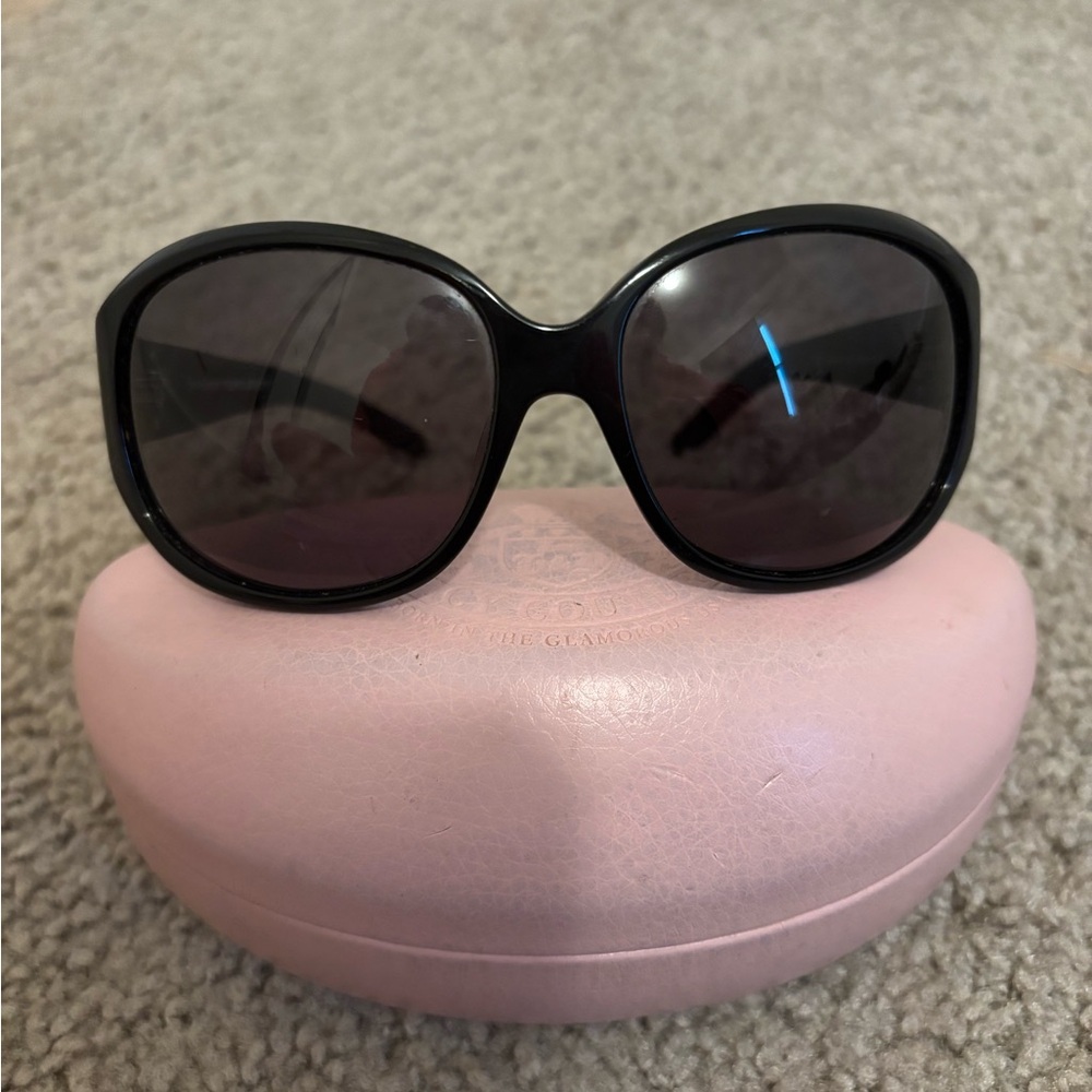 Juicy Couture Y2K Black Sunglasses with Pink Case